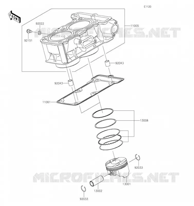CYLINDRE/PISTON Kawasaki MOTOS 300 2020 VERSYS-X 300  KLE300CLFA