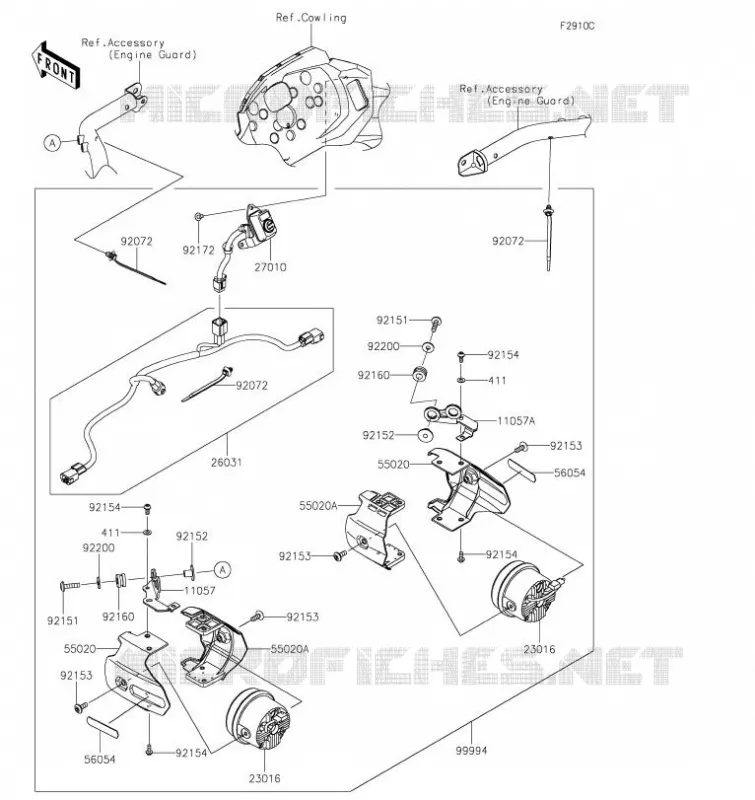ACCESSOIRE(PHARE ADDITIONEL) Kawasaki MOTOS 300 2020 VERSYS-X 300  KLE300CLFA