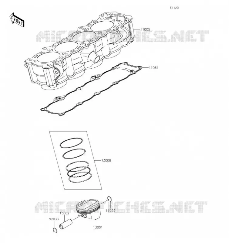 CYLINDRE/PISTON Kawasaki MOTOS 1000 2021 VERSYS 1000 SE  KLZ1000DMFNN