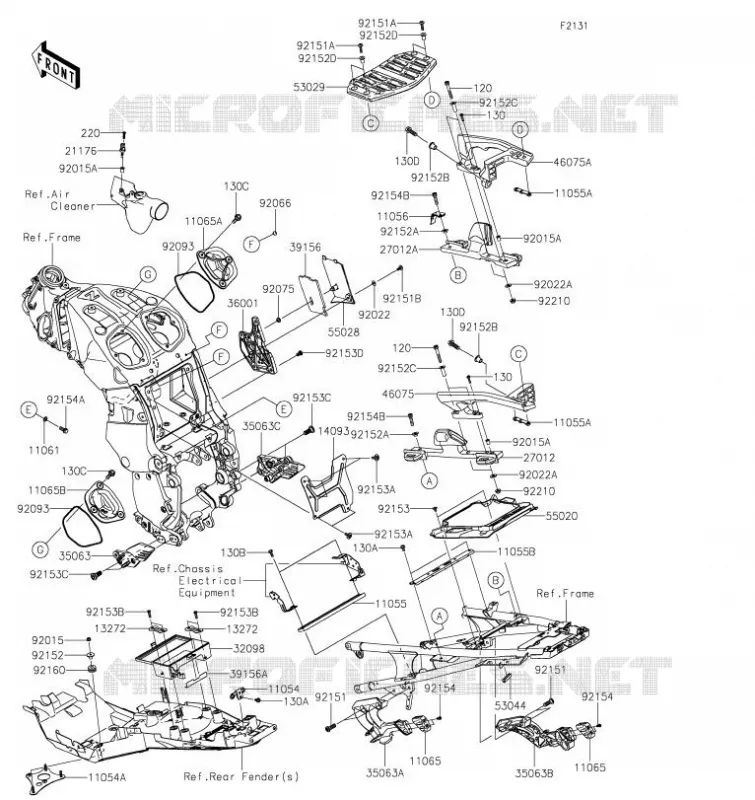 PIECE DE CADRE (COUVERTURE) Kawasaki MOTOS 1400 2020 1400GTR  ZG1400ELF