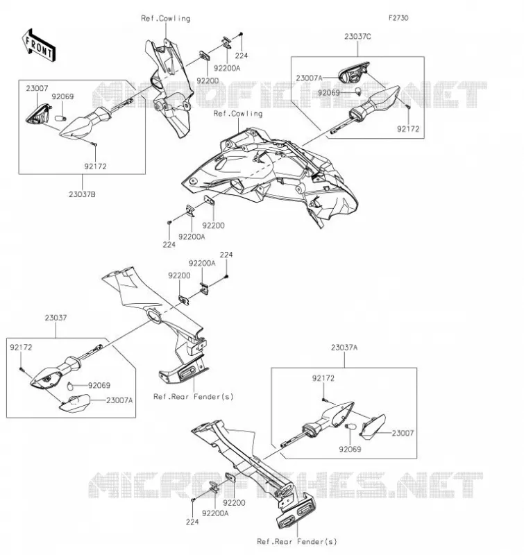 CLIGNOTANTS Kawasaki MOTOS 1000 2020 Z H2  ZR1000KLF