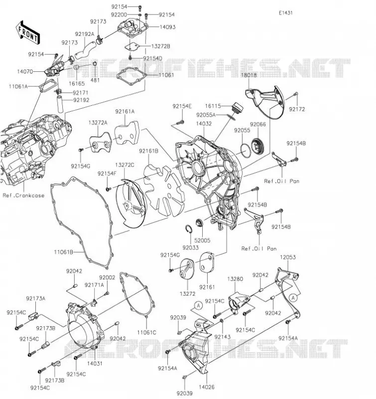 COUVERCLES MOTEUR Kawasaki MOTOS 1000 2020 Z H2  ZR1000KLF