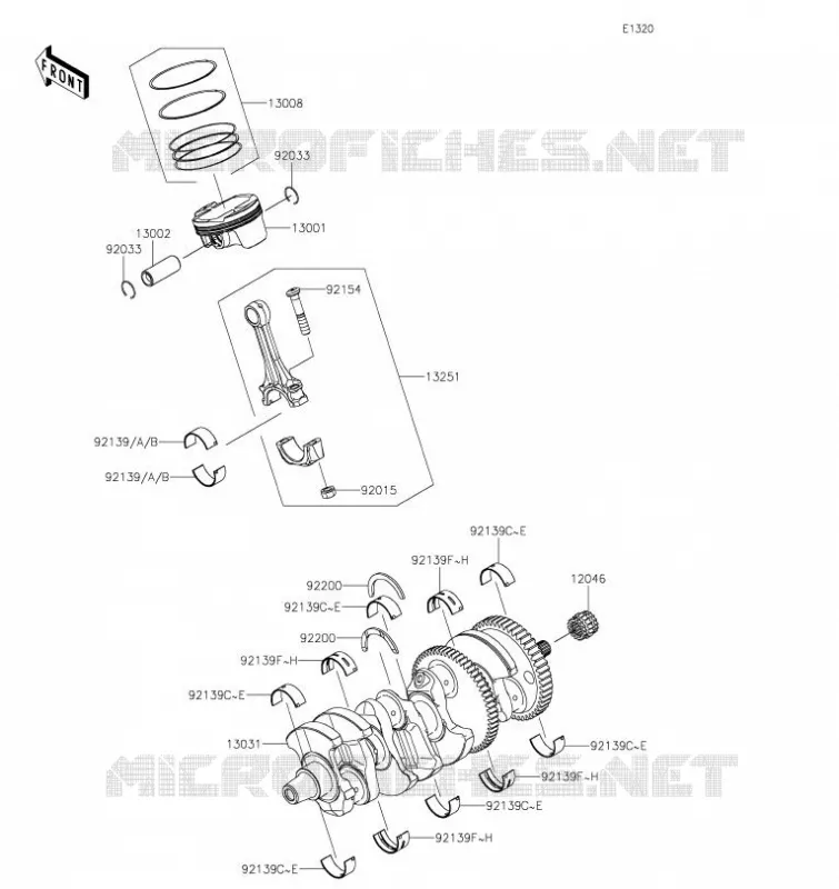 VILEBREQUIN/PISTON Kawasaki MOTOS 1000 2020 Z H2  ZR1000KLF