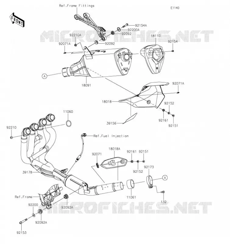 &Eacute;CHAPPEMENT Kawasaki MOTOS 1000 2020 Z H2  ZR1000KLFA