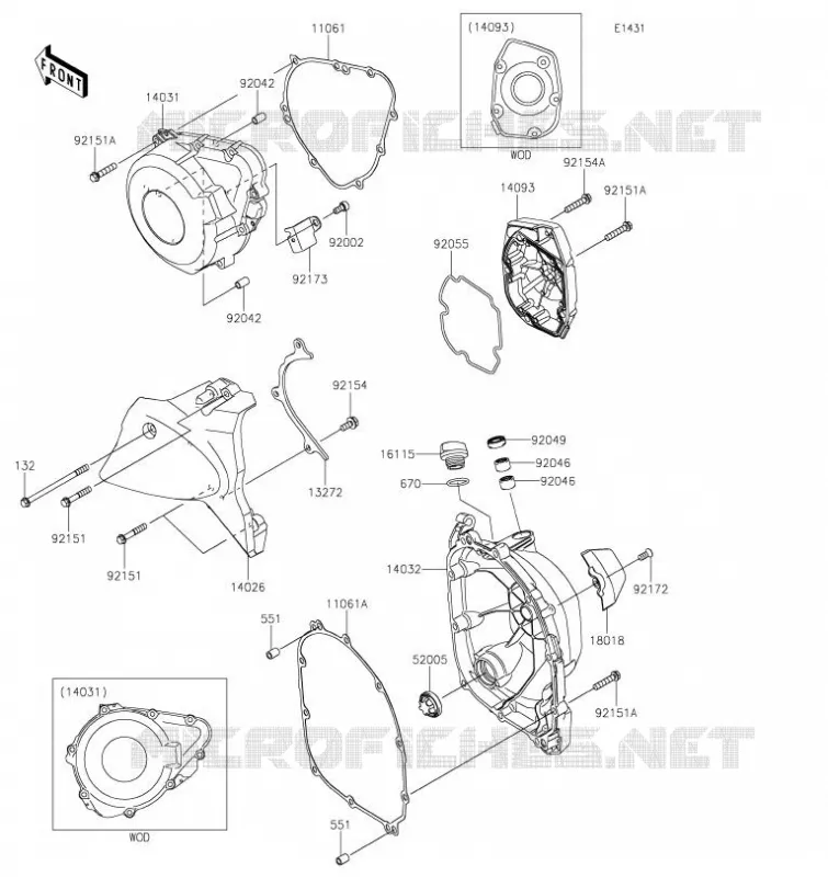 COUVERCLES MOTEUR Kawasaki MOTOS 900 2020 Z900RS  ZR900CLFA