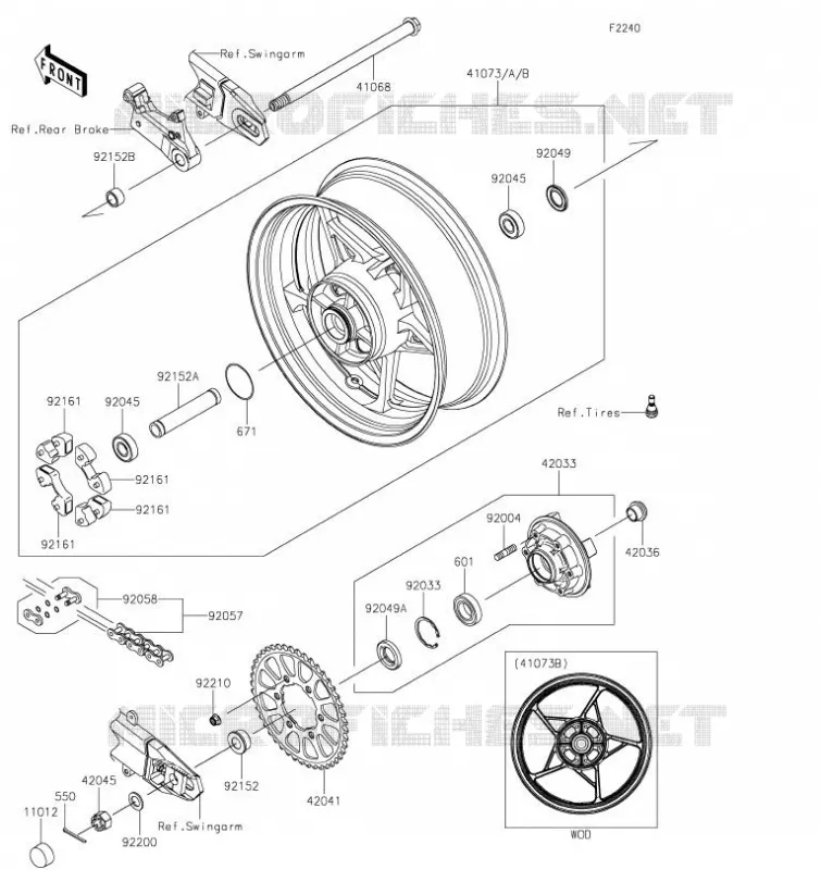 MOYEU ARRIERE Kawasaki MOTOS 900 2021 Z900  ZR900FMFNN