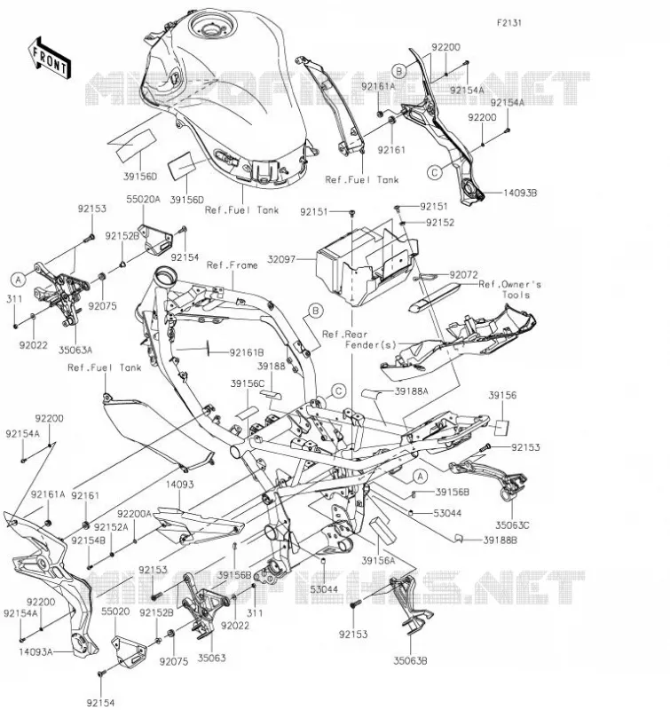PIECE DE CADRE (COUVERTURE) Kawasaki MOTOS 900 2021 Z900  ZR900FMFNN