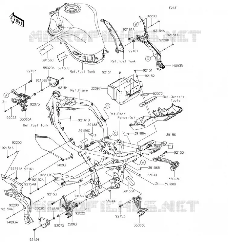 PIECE DE CADRE (COUVERTURE) Kawasaki MOTOS 900 2021 Z900  ZR900FMFNN