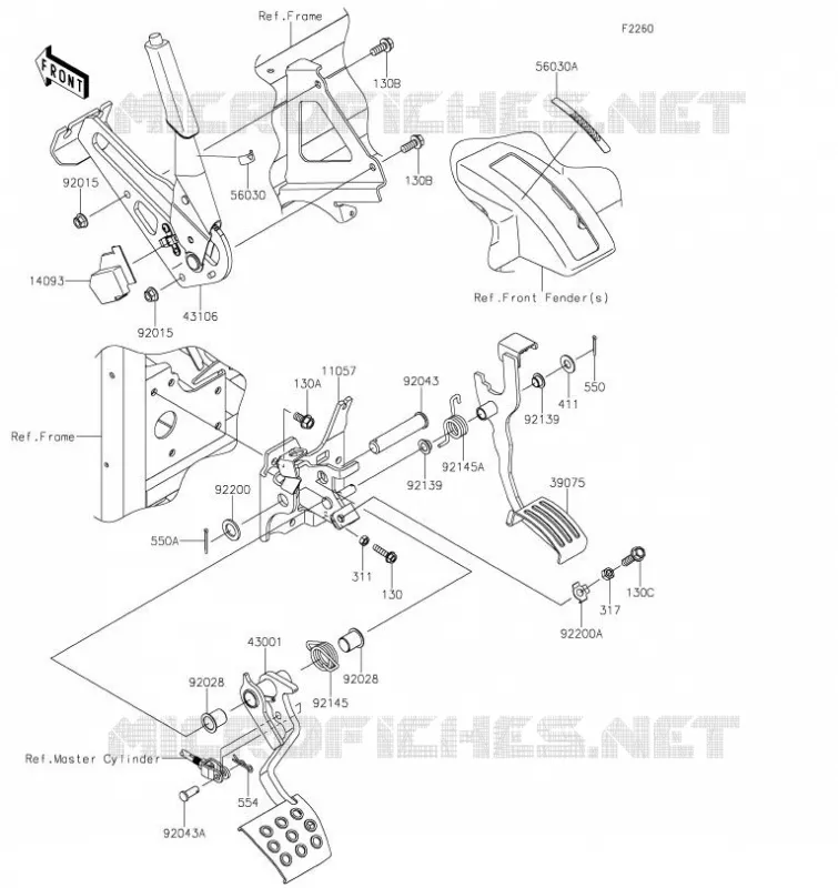 PEDALE DE FREIN/LEVIER ACCELERATEUR Kawasaki SSV 1000 2021 MULE PRO-DX  KAF1000EMFNN