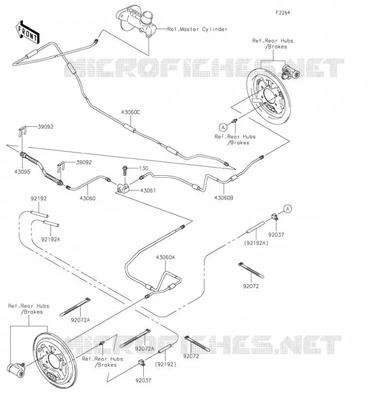 FLEXIBLE DE FREIN ARRIERE Kawasaki SSV 400 2021 MULE SX  KAF400PMFNN
