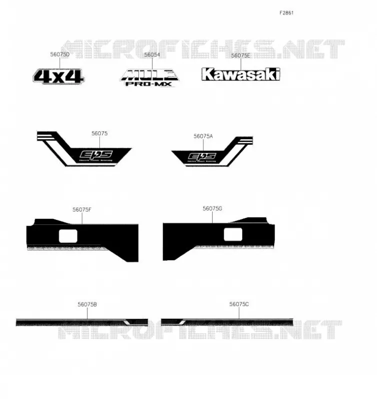 AUTOCOLLANT(WHITE) Kawasaki SSV 700 2021 MULE PRO-MX  KAF700BMFNN