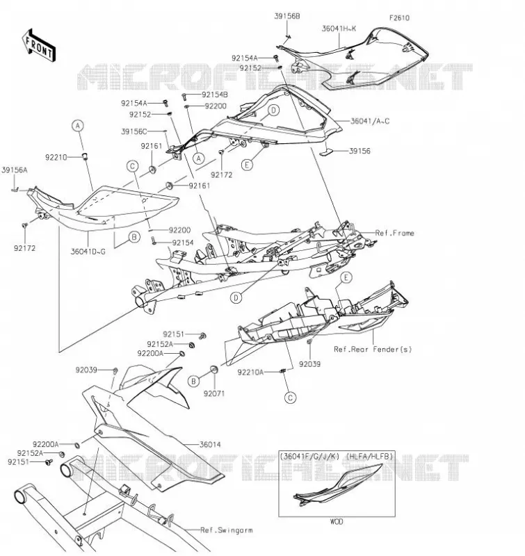 COUVERCLES LATERAUX - CHAINE Kawasaki MOTOS 400 2020 NINJA 400  EX400HLFB