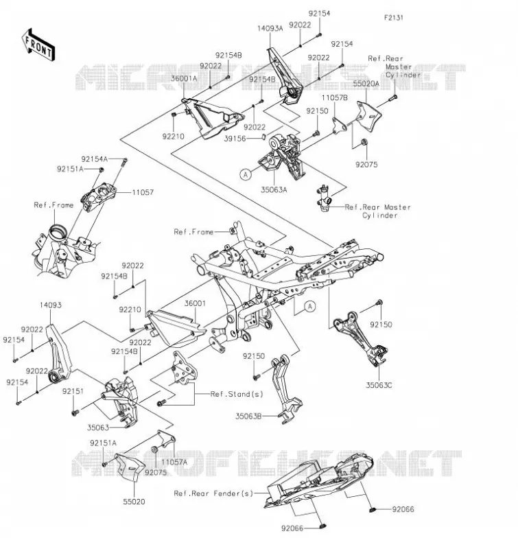 PIECE DE CADRE (COUVERTURE) Kawasaki MOTOS 650 2023 NINJA 650  EX650PPFNN