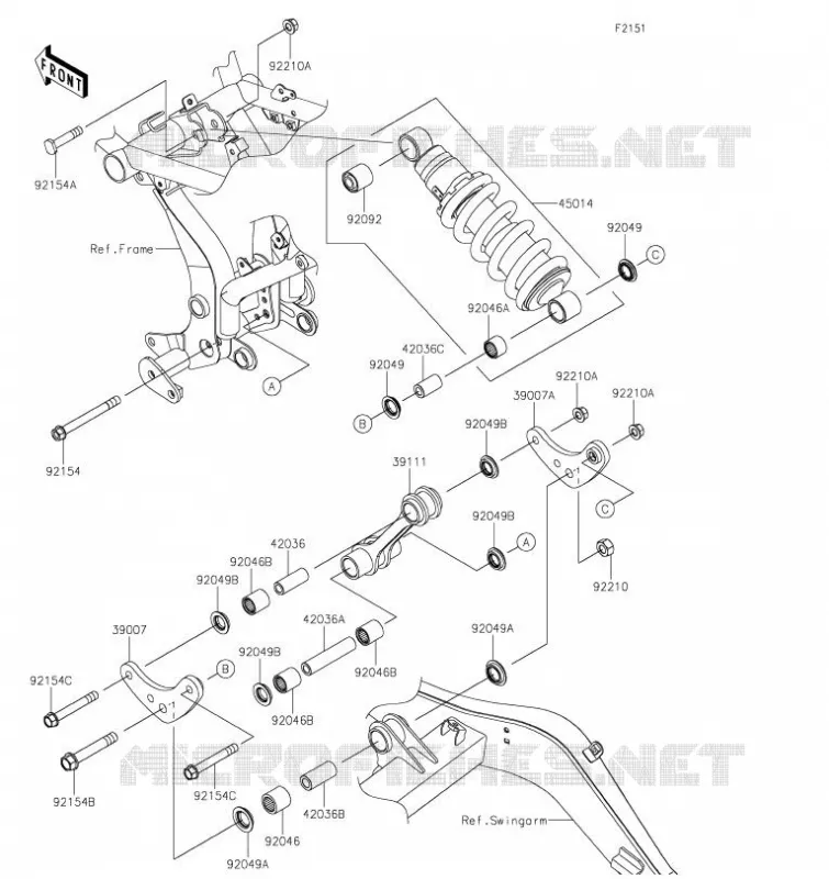 SUSPENSION/AMORTISSEUR Kawasaki MOTOS 650 2023 NINJA 650  EX650PPSAL