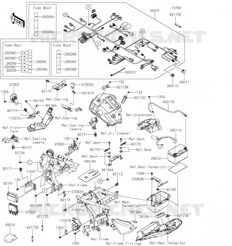 CHASSIS EQUIPMENT ELECTRIQUE Kawasaki MOTOS 650 2023 NINJA 650  EX650SPFNN