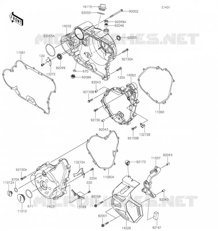 COUVERCLES MOTEUR Kawasaki MOTOS 650 2023 KLR650  KL650FPFNN