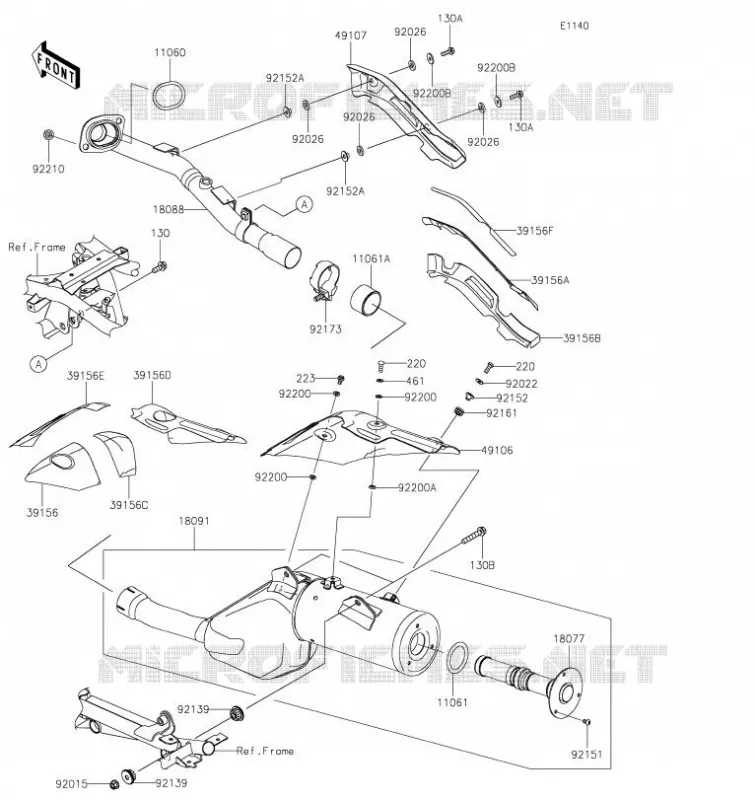 &Eacute;CHAPPEMENT Kawasaki MOTOS 650 2023 KLR650  KL650GPFNL
