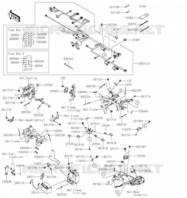 CHASSIS EQUIPMENT ELECTRIQUE Kawasaki MOTOS 650 2023 KLR650  KL650GPFNN