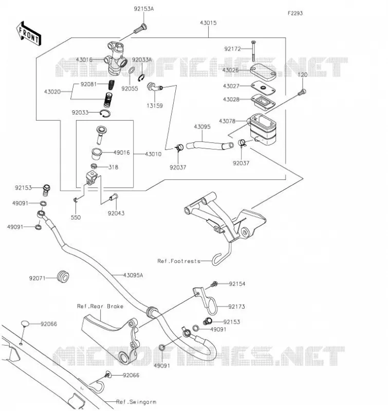 MAITRE CYLINDRE ARRI&Egrave;RE Kawasaki MOTOS 650 2023 KLR650  KL650GPFNN