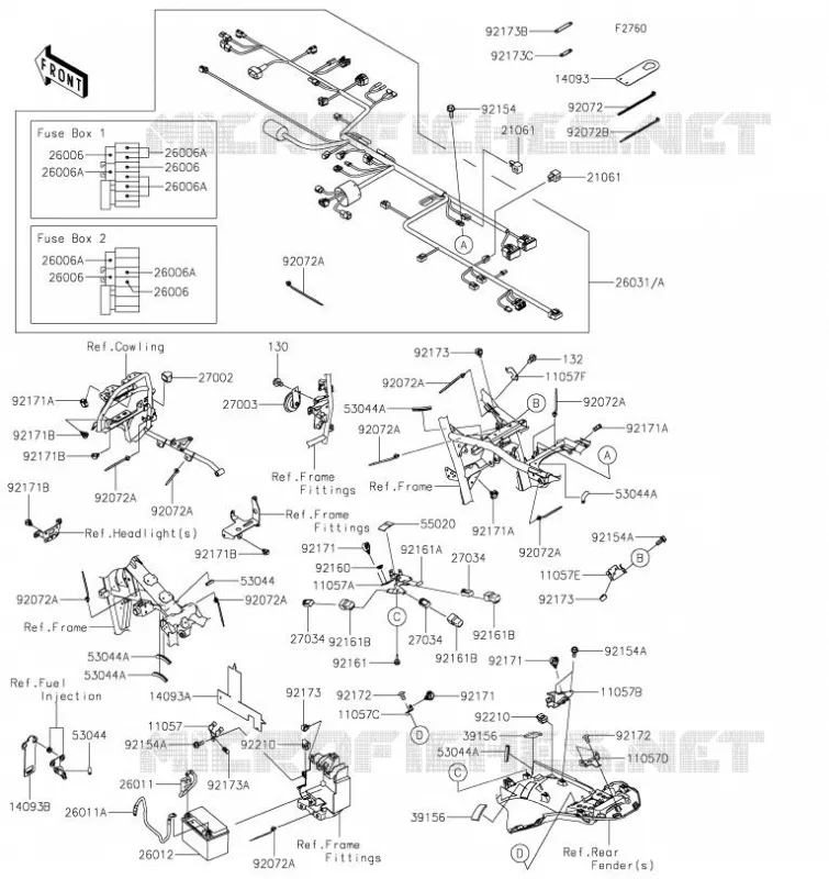 CHASSIS EQUIPMENT ELECTRIQUE Kawasaki MOTOS 650 2023 KLR650 S  KL650MPFNL