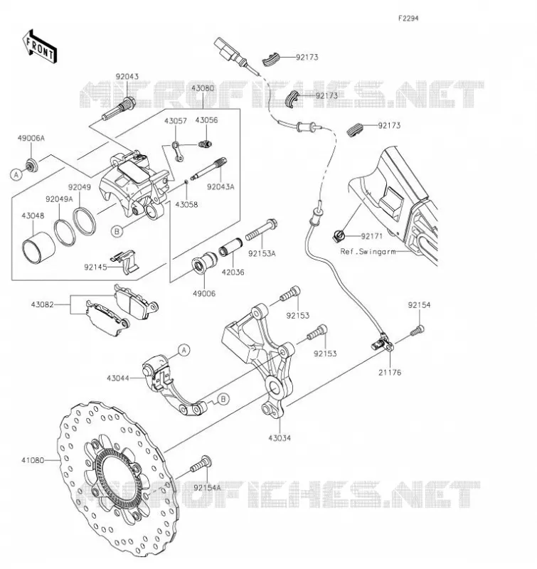 FREIN ARRIERE Kawasaki MOTOS 650 2023 VERSYS 650  KLE650JPFAN