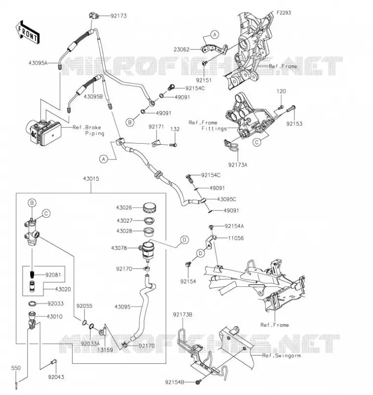 MAITRE CYLINDRE ARRI&Egrave;RE Kawasaki MOTOS 1000 2023 VERSYS 1000 SE  KLZ1000DPFNN