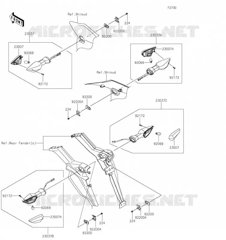 CLIGNOTANTS Kawasaki MOTOS 1000 2023 VERSYS 1000 SE  KLZ1000DPSNN