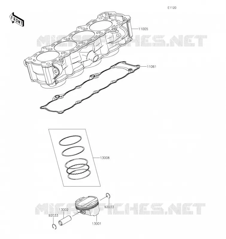CYLINDRE/PISTON Kawasaki MOTOS 1000 2023 VERSYS 1000 SE  KLZ1000DPSNN