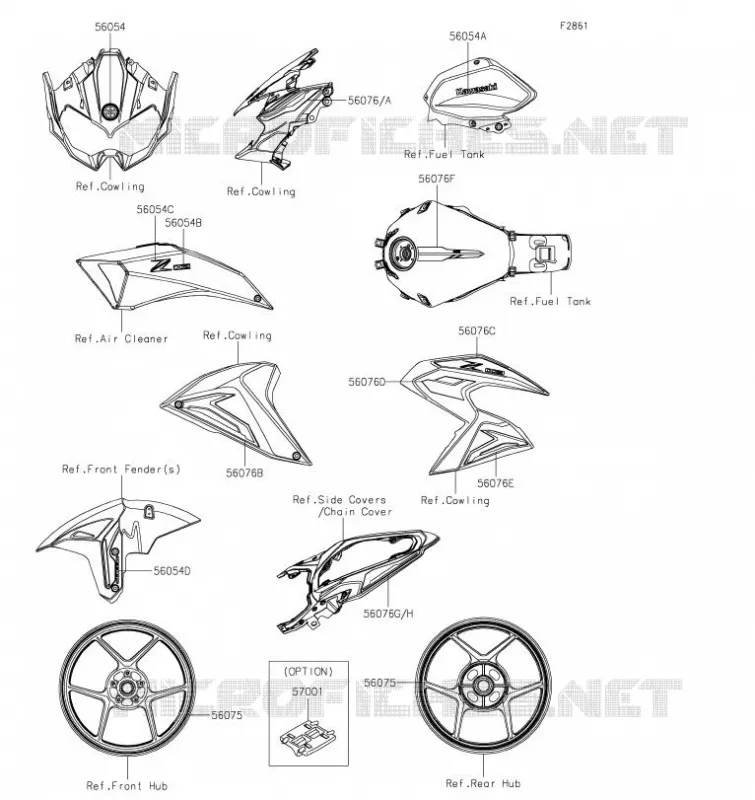 AUTOCOLLANT Kawasaki MOTOS 1000 2023 Z H2 SE  ZR1000RPFNN