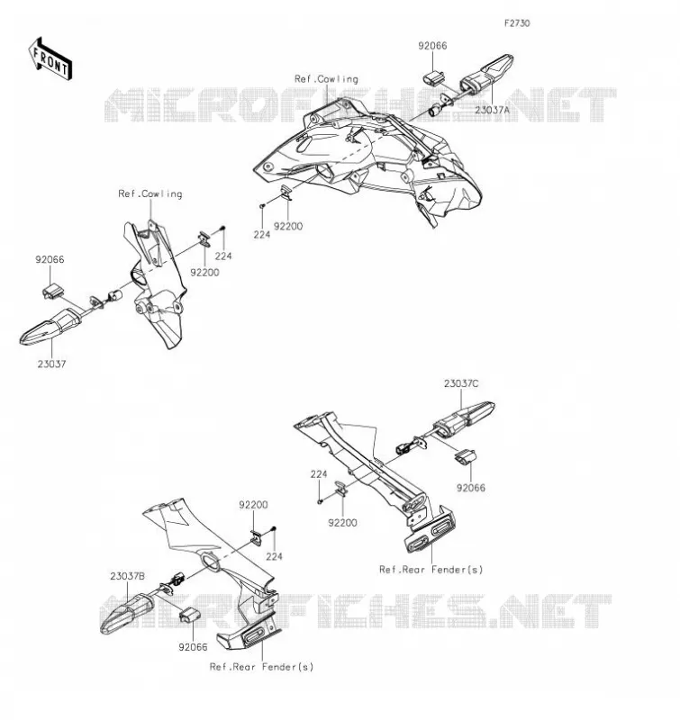 CLIGNOTANTS Kawasaki MOTOS 1000 2023 Z H2 SE  ZR1000RPFNN