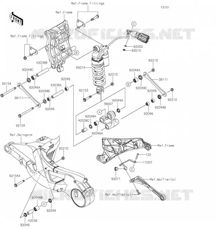 SUSPENSION/AMORTISSEUR Kawasaki MOTOS 1000 2023 NINJA H2  ZX1002JPFNN