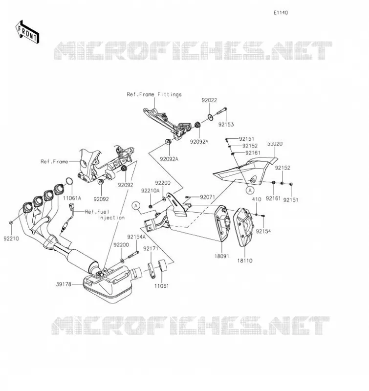 &Eacute;CHAPPEMENT Kawasaki MOTOS 1000 2023 NINJA 1000SX  ZX1002KPFAL