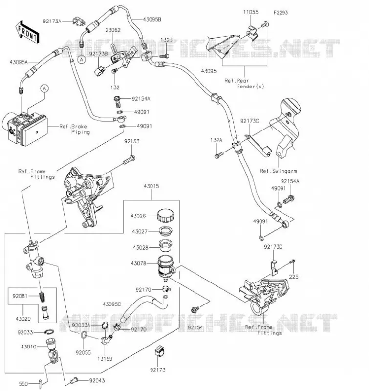 MAITRE CYLINDRE ARRI&Egrave;RE Kawasaki MOTOS 1000 2023 NINJA 1000SX  ZX1002KPFAL