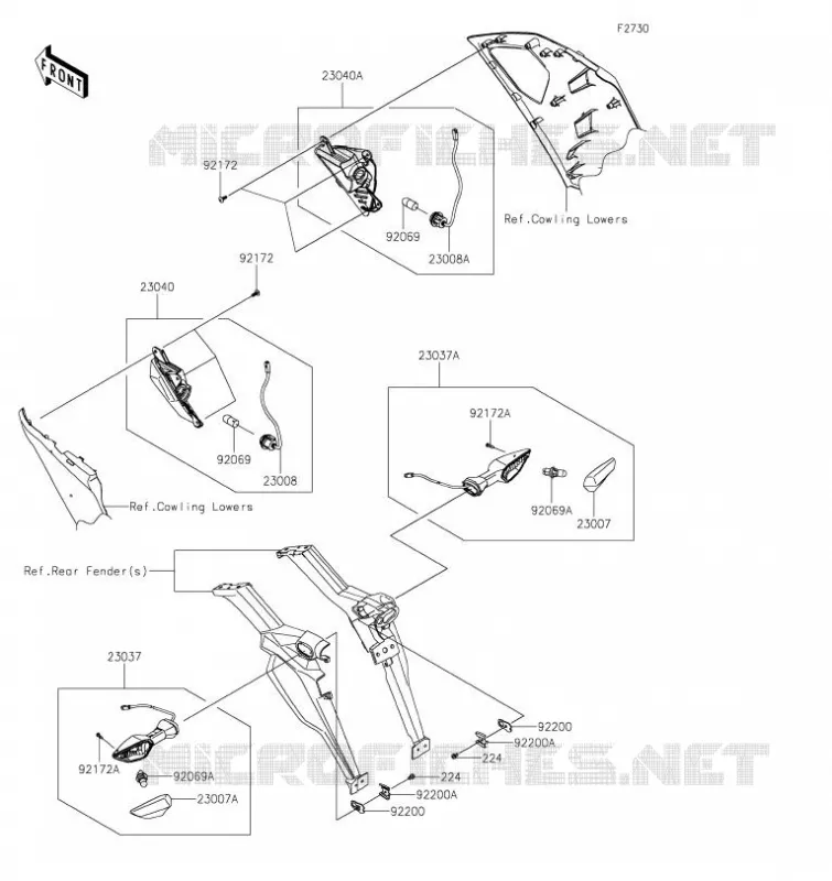 CLIGNOTANTS Kawasaki MOTOS 1000 2023 NINJA 1000SX  ZX1002KPFAL