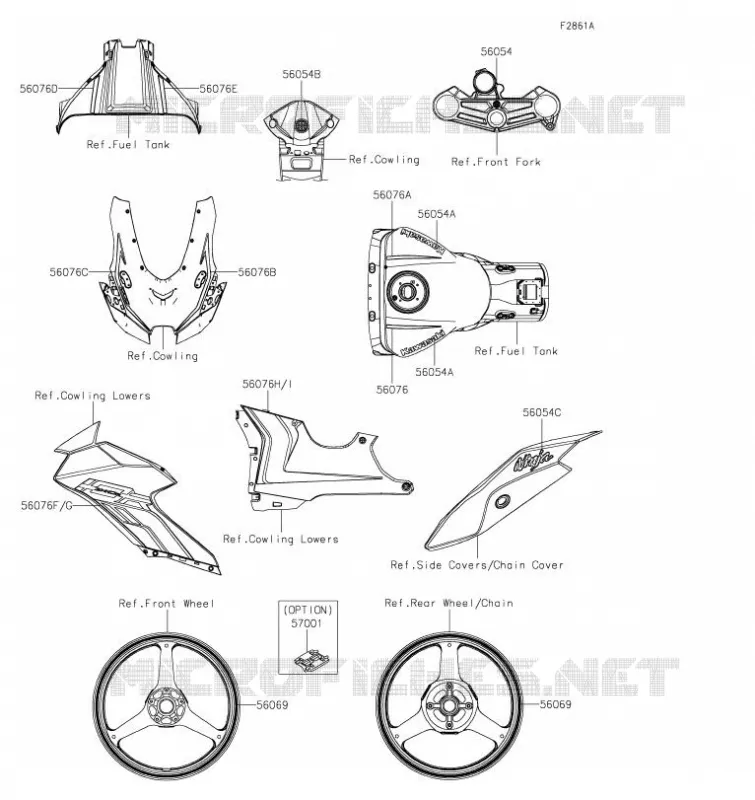 AUTOCOLLANT(GRAY) Kawasaki MOTOS 1000 2022 NINJA ZX-10R  ZX1002LNFAL