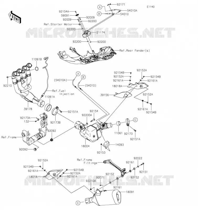 &Eacute;CHAPPEMENT Kawasaki MOTOS 1000 2022 NINJA ZX-10R  ZX1002LNFAL