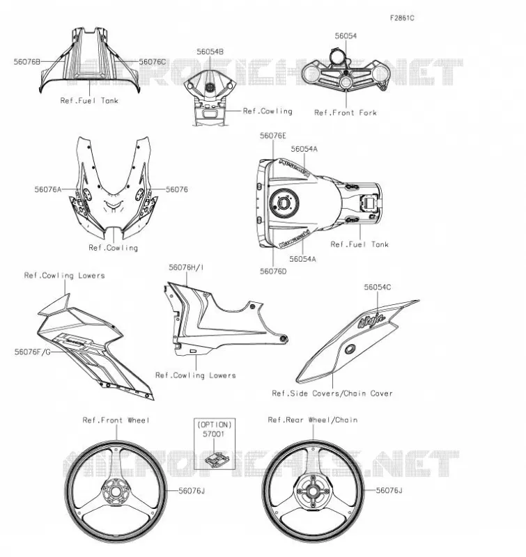 AUTOCOLLANT(GRAY) Kawasaki MOTOS 1000 2023 NINJA ZX-10R  ZX1002LPFAL