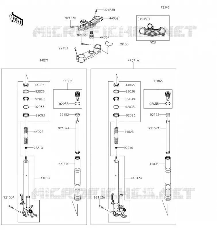 FOURCHE Kawasaki MOTOS 1000 2023 NINJA ZX-10R  ZX1002LPFAL
