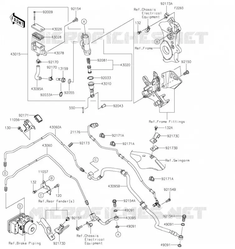 MAITRE CYLINDRE ARRI&Egrave;RE Kawasaki MOTOS 1000 2023 NINJA ZX-10R  ZX1002LPFAL