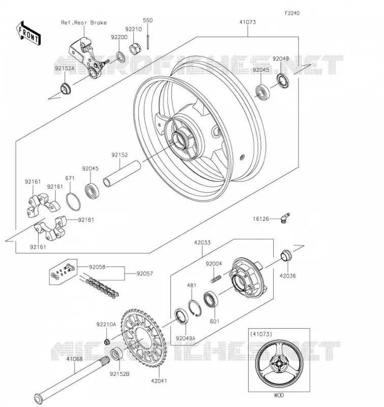 ROUE ARRI&Egrave;RE/CHAINE Kawasaki MOTOS 1000 2023 NINJA ZX-10R  ZX1002LPFAL