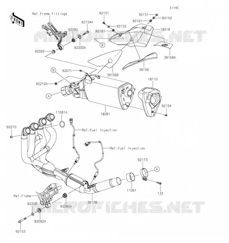 &Eacute;CHAPPEMENT Kawasaki MOTOS 1000 2023 NINJA H2 SX SE  ZX1002RPFNN