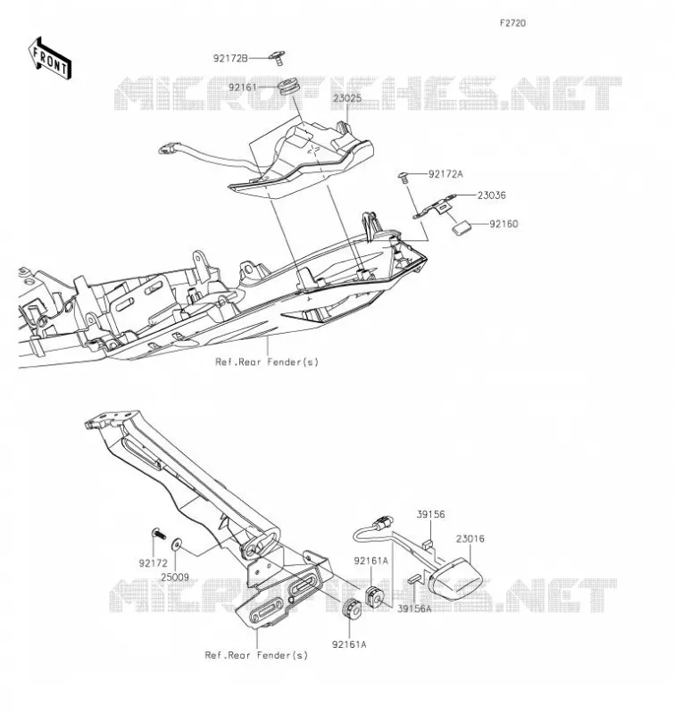 FEUX ARRI&Egrave;RE(S) Kawasaki MOTOS 636 2023 NINJA ZX-6R  ZX636GPSAL