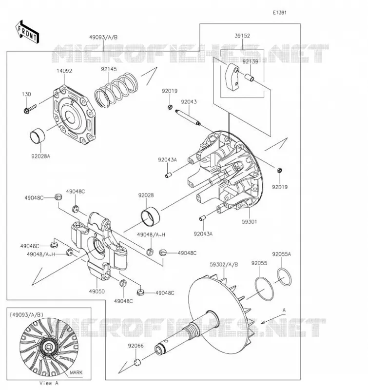 VARIATEUR Kawasaki SSV 1000 2023 MULE PRO-DX  KDF1000APFNN