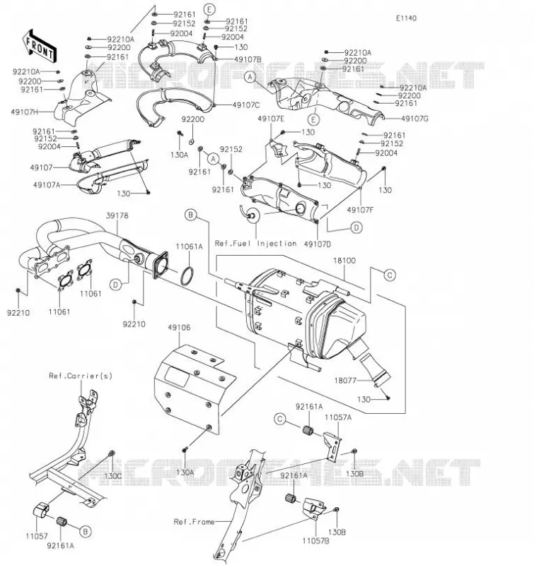 &Eacute;CHAPPEMENT Kawasaki SSV 1000 2023 TERYX KRX4 1000  KRT1000CPFNN