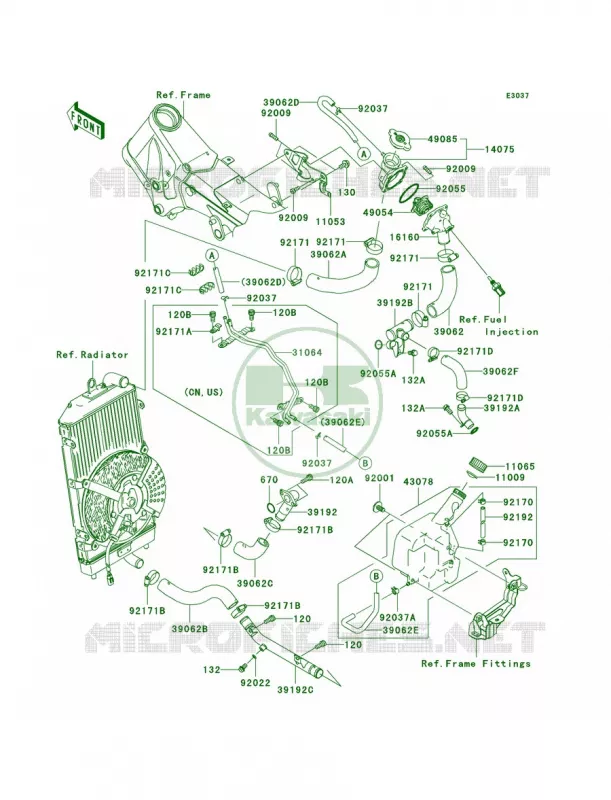 Water Pipe Kawasaki MOTOS 2000 2007 Vulcan 2000  VN2000A7F