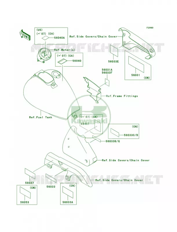 Labels Kawasaki MOTOS 500 2006 Vulcan 500 LTD  EN500C6F