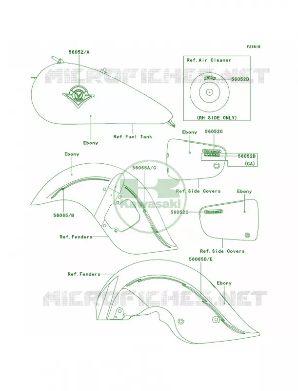 DecalsEbonyR2 Kawasaki MOTOS 1500 2005 Vulcan 1500 Drifter  VN1500-R5