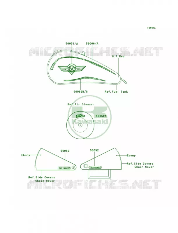 DecalsC.P.RedCAUS Kawasaki MOTOS 800 2005 Vulcan 800 Classic  VN800-B10