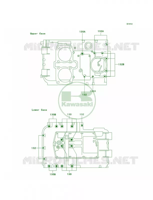 Crankcase Bolt Pattern Kawasaki MOTOS 500 2004 Vulcan 500 LTD  EN500-C9