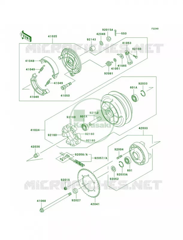 Rear WheelChain Kawasaki MOTOS 500 2004 Vulcan 500 LTD  EN500-C9